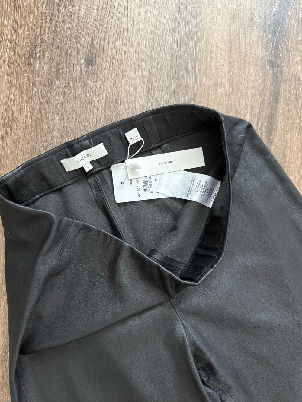 NWT Vince Black Leather Leggings Pants Size S Luxe Lamb Leather